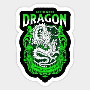 Green Wood Dragon Sticker